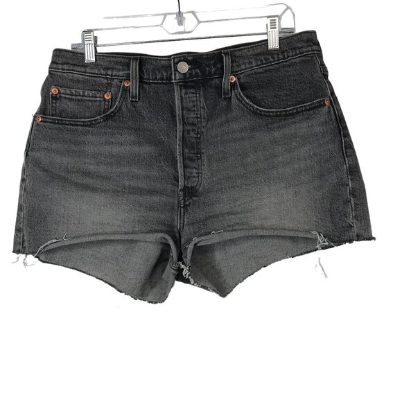 Levi's Pants - LEVI'S - WOMEN'S 31 - BLACK GRAY 501 BUTTON FLY CUTOFF JEAN SHORTS